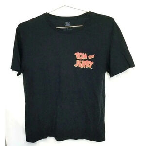 Tom And Jerry Mens Black Crew Neck Short Sleeve‎ T-Shirt Size Large vintage